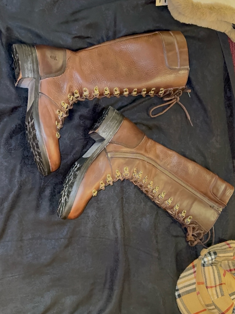 Black Label Frye Dark Brown Knee-High Lace-Up Boots amazing condition RARE - Picture 12 of 12
